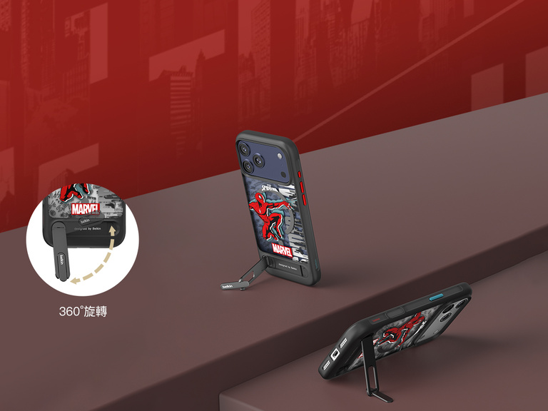 Belkin SheerForce Grip 系列 iPhone 17 手機保護殼，配備 MagSafe 指環、凸起邊緣及懸浮式有色按鈕，提供精準保護。