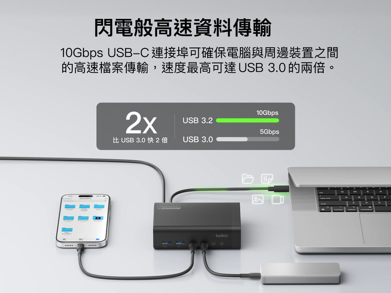 Universal 14-Port Dual Display USB-C Dock supporting fast data transfer through USB-C and USB-A connections