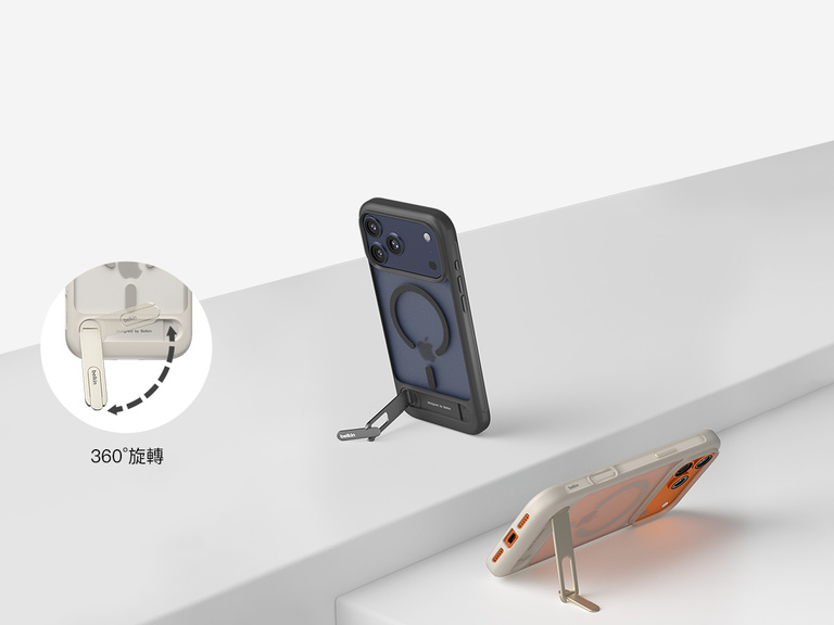 Belkin ScreenForce Protect 系列 iPhone 17 保護殼，採用凸起邊緣設計，具備軍用等級防摔保護，最高可承受 13 英尺跌落衝擊。