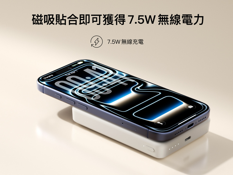 Belkin BoostCharge Slim 10K 是一款纖薄隨身的磁吸式行動電源，透過磁力吸附在智慧型手機上，提供 7.5W 無線充電