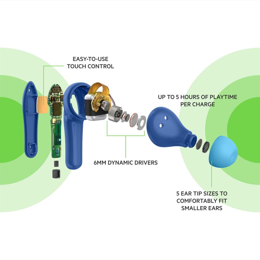 Wireless Earbuds for Kids, Blue, hi-res