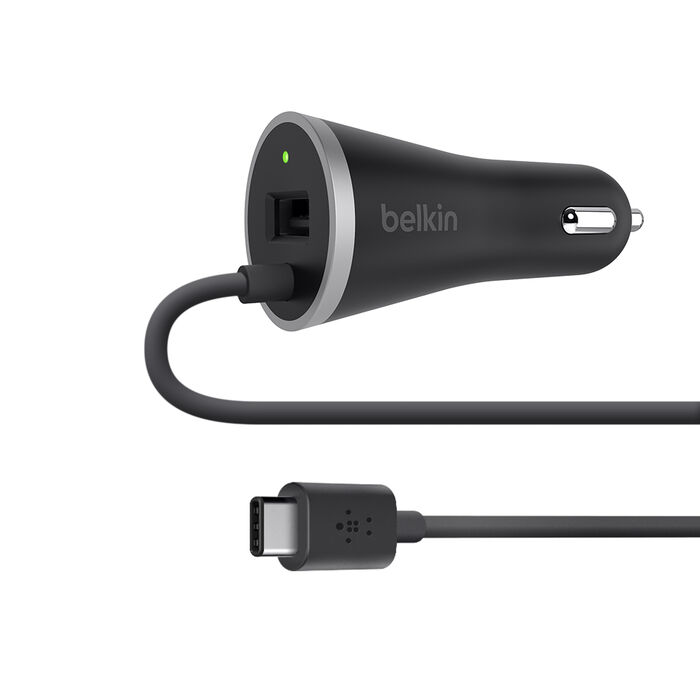Belkin Usb C Car Charger With Hardwired Usb C Cable And Usb A Port Belkin Hk