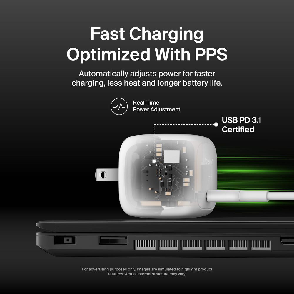 Compact USB-C Charger 65W + USB-C Cable, White, hi-res