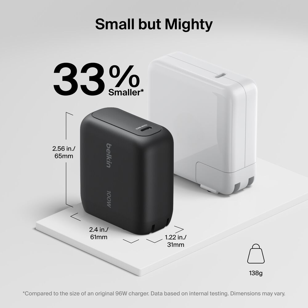 USB-C GaN Wall Charger 100W + USB-C Cable, , hi-res