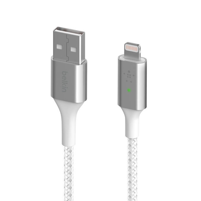 Smart LED Lightning to USB-A Cable, White, hi-res