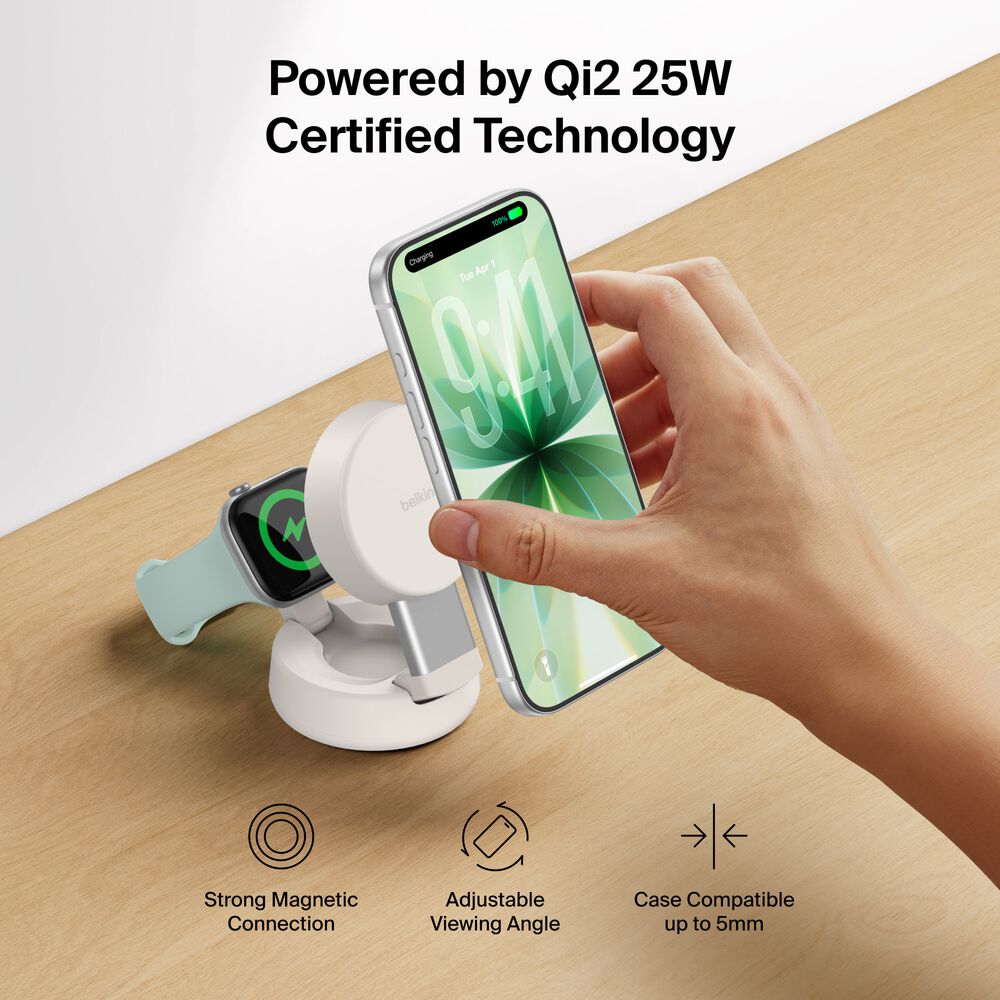 2-in-1 Convertible Magnetic Charger with Qi2 25W, Sand, hi-res