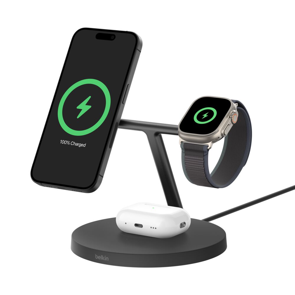 BoostCharge Pro 3-in-1 Wireless Charging Stand, MagSafe-compatible