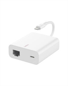 Adattatore Ethernet + alimentazione con connettore Lightning, Bianco, hi-res