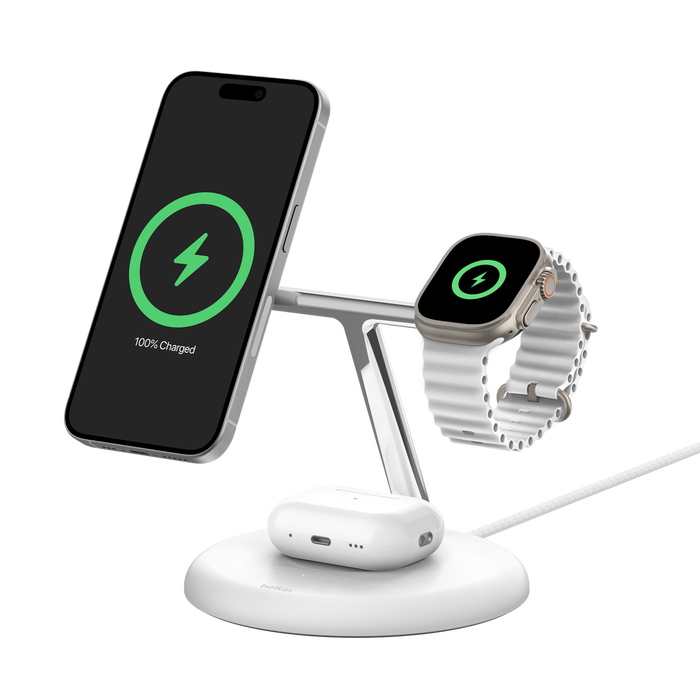 3-in-1 Magnetic Wireless Charging Stand with Qi2 15W | Belkin 