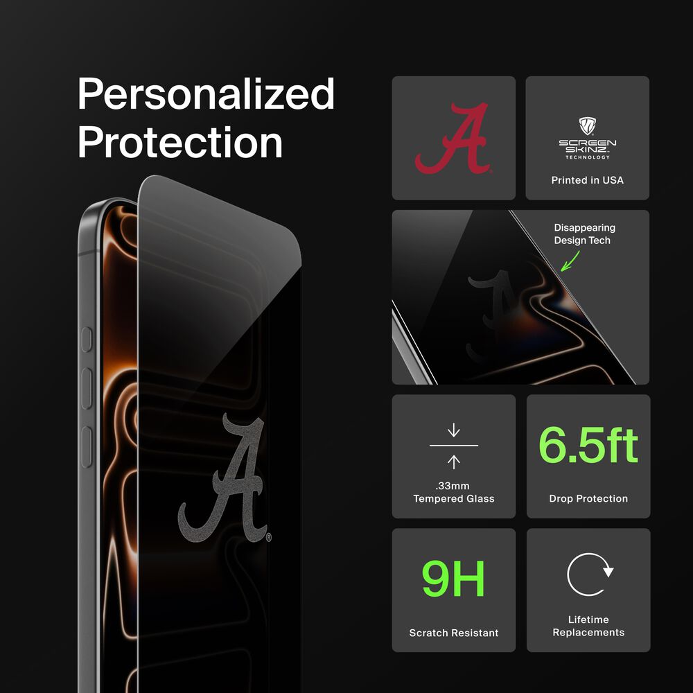 Alabama Crimson Tide Custom Glass Screen Protector, , hi-res