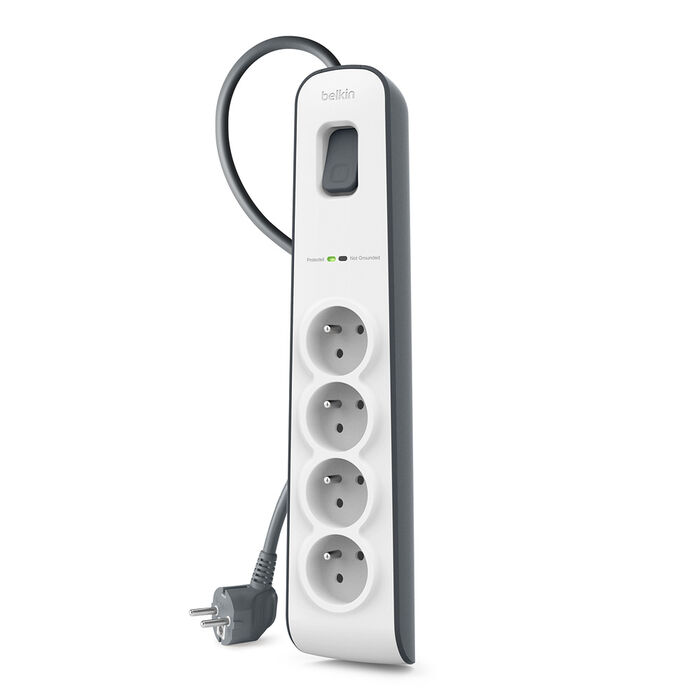 Multiprise parafoudre 4 prises avec cordon d'alimentation de 2 m, White/Gray, hi-res