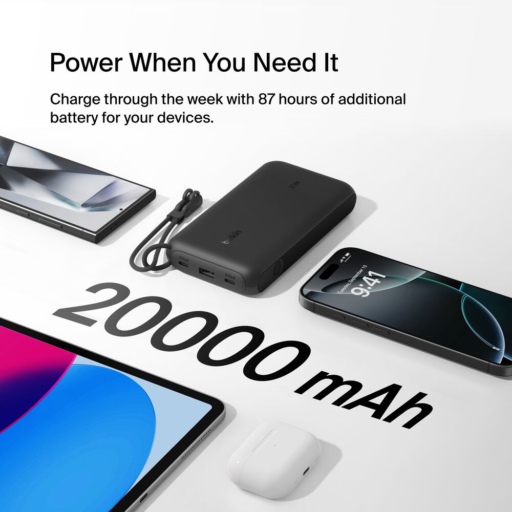 Power Bank 20K with Display, Black, hi-res