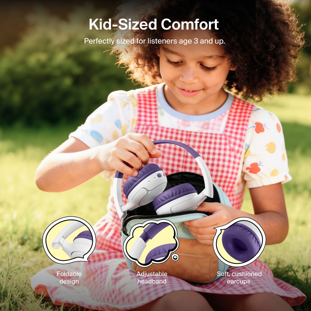 Wireless On-Ear Headphones for Kids , Purple, hi-res