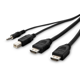 Dual DVI to HDMI High Retention + USB A/B + Audio Passive Combo KVM Cable, Black, hi-res