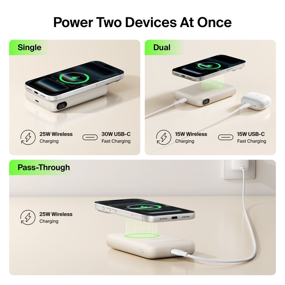Power Bank 10K with Magnetic Ring, Sand, hi-res