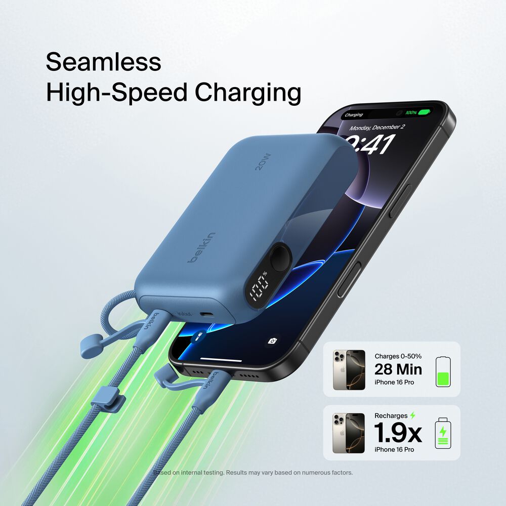 Power Bank 10K with Display, Blue, hi-res