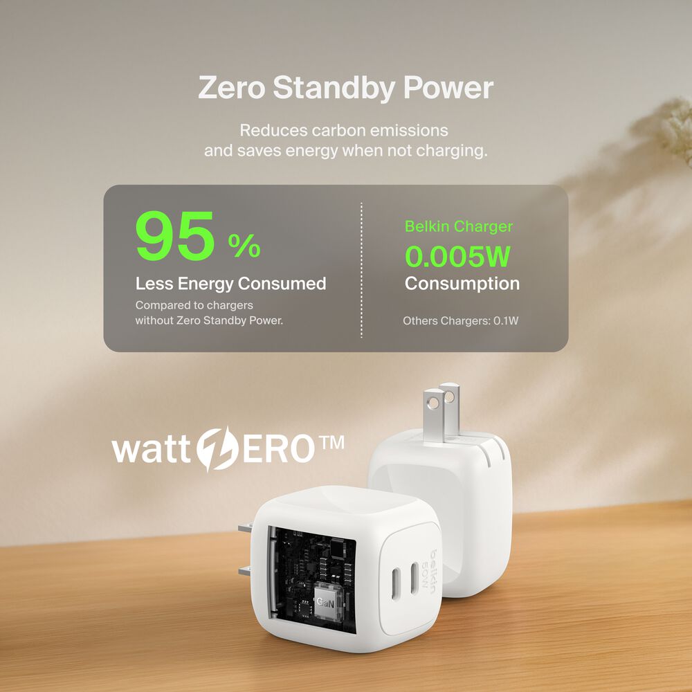 Dual USB-C GaN Wall Charger 50W, , hi-res