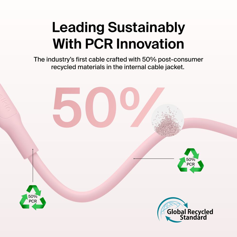 USB-C to USB-C Cable 60W, 3.3ft/1m, Pink, Pink, hi-res