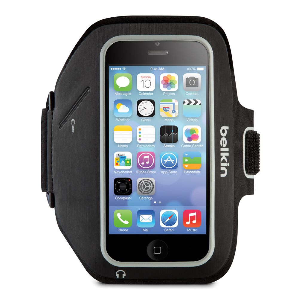 Belkin iPhone 5/5s/5c 및 iPhone SE용 스포츠 핏 플러스 암밴드, Blacktop/Overcast, hi-res