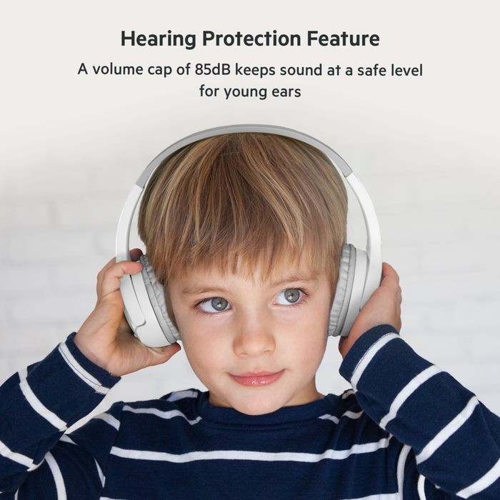 Wireless On-Ear Headphones for Kids, White, hi-res