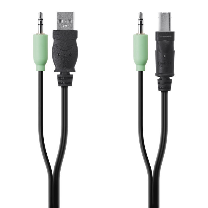 TAA USB/AUD SKVM CBL, USB A/B, 3.5mm AUDIO, 6', Black, hi-res
