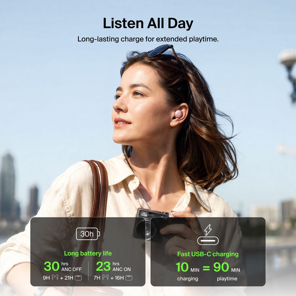 Noise-cancelling Earbuds, Black, hi-res