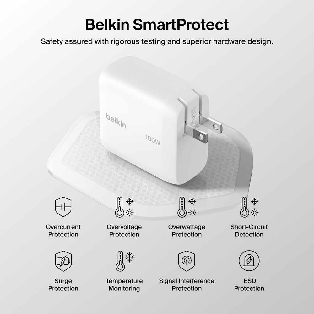 USB-C GaN Wall Charger 100W + USB-C Cable, , hi-res