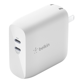BOOST↑CHARGE™ 63 瓦双 USB-C 口 PD GaN 壁式充电器, 白色的, hi-res