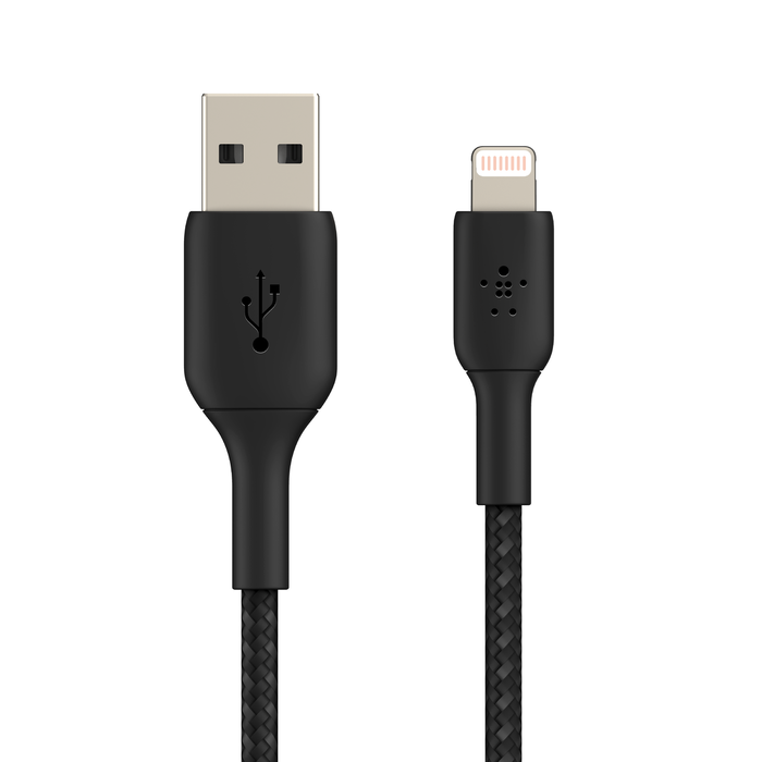 Câble à gaine tressée Lightning vers USB-A BOOST↑CHARGE™ (15 cm, noir), Noir, hi-res