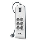 Multiprise parafoudre 6 prises avec 2 ports USB 2,4 A