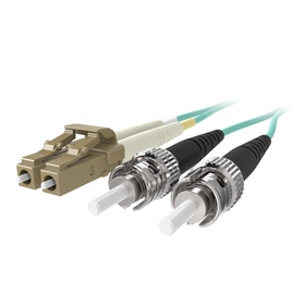 Fiber Optic Cable; 10GB Aqua Multimode LC/ST Duplex, 50/125 OM3, Aqua, hi-res