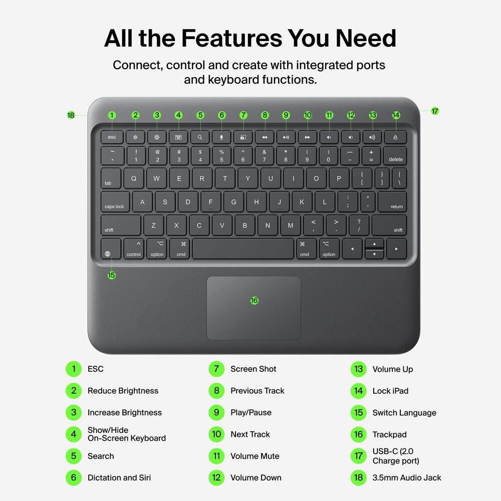 USB-C Keyboard Folio with Display Hub for iPad, , hi-res