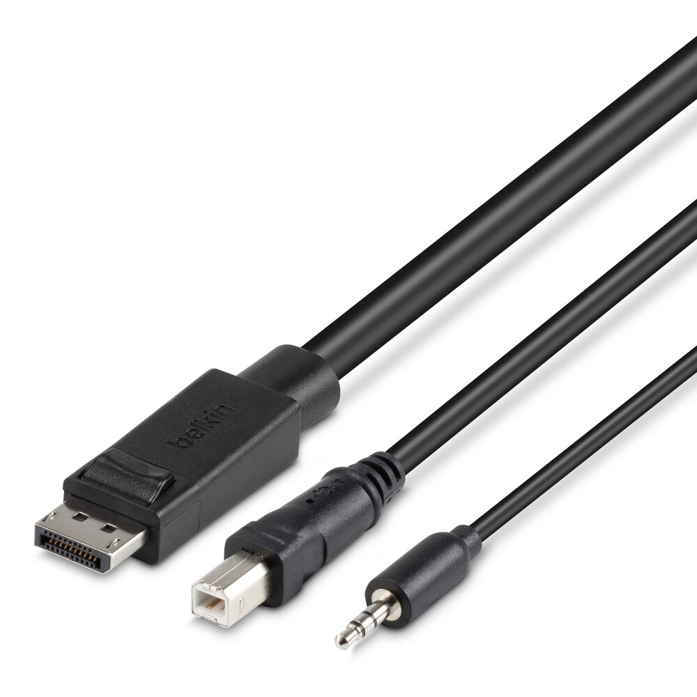 TAA DP/USB/AUD SKVM CBL, DP M/M; USB A/B, 10', Black, hi-res