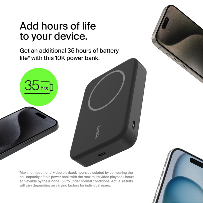 BoostCharge Pro Wireless Power Bank 5K/8K/10K charge to go,  MagSafe-compatible | Belkin US