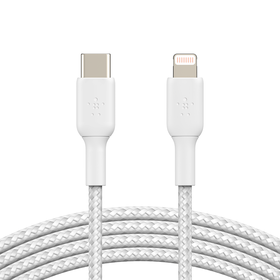 Braided USB-C to Lightning Cable (1m / 3.3ft, White), White, hi-res