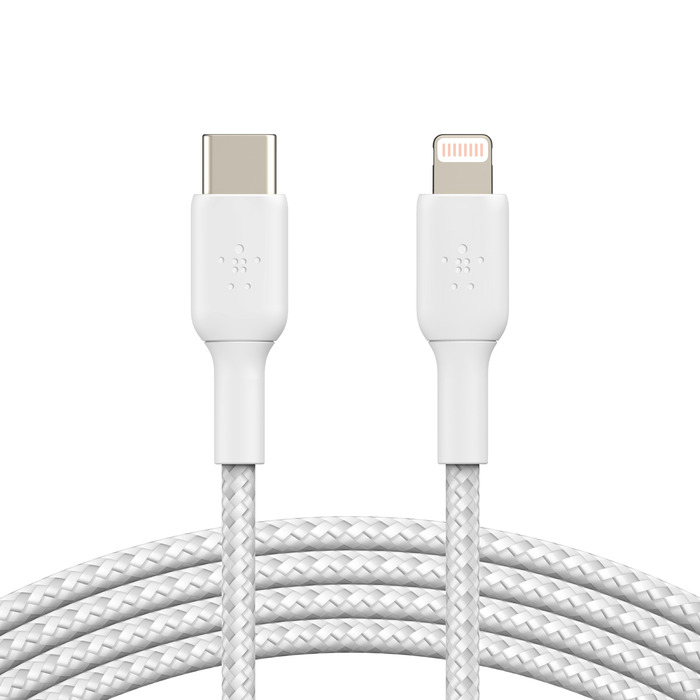Câble à gaine tressée USB-C vers Lightning BOOST↑CHARGE™ (1 m, blanc), Blanc, hi-res