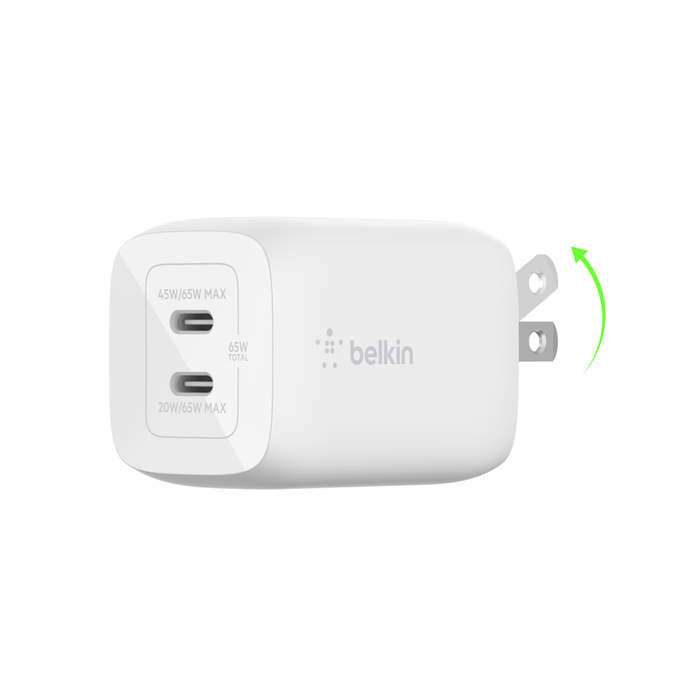BoostCharge Pro 65W Dual Port USB C GaN Wall Charger Belkin US