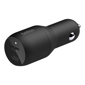 Dual USB-C Car Charger 36W, Black, hi-res