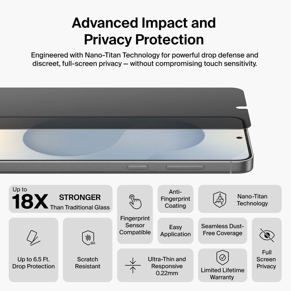 Titan SmartShield Privacy Filter Screen Protector for Samsung Galaxy S26, , hi-res