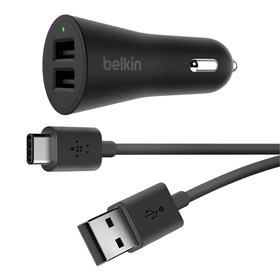 BOOST↑UP™ 2-Port Car Charger + USB-A to Lightning cable, Black, hi-res