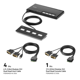 4-Port Dual Head DVI Modular Secure KVM Switch PP4.0 W/ Remote, Schwarz, hi-res