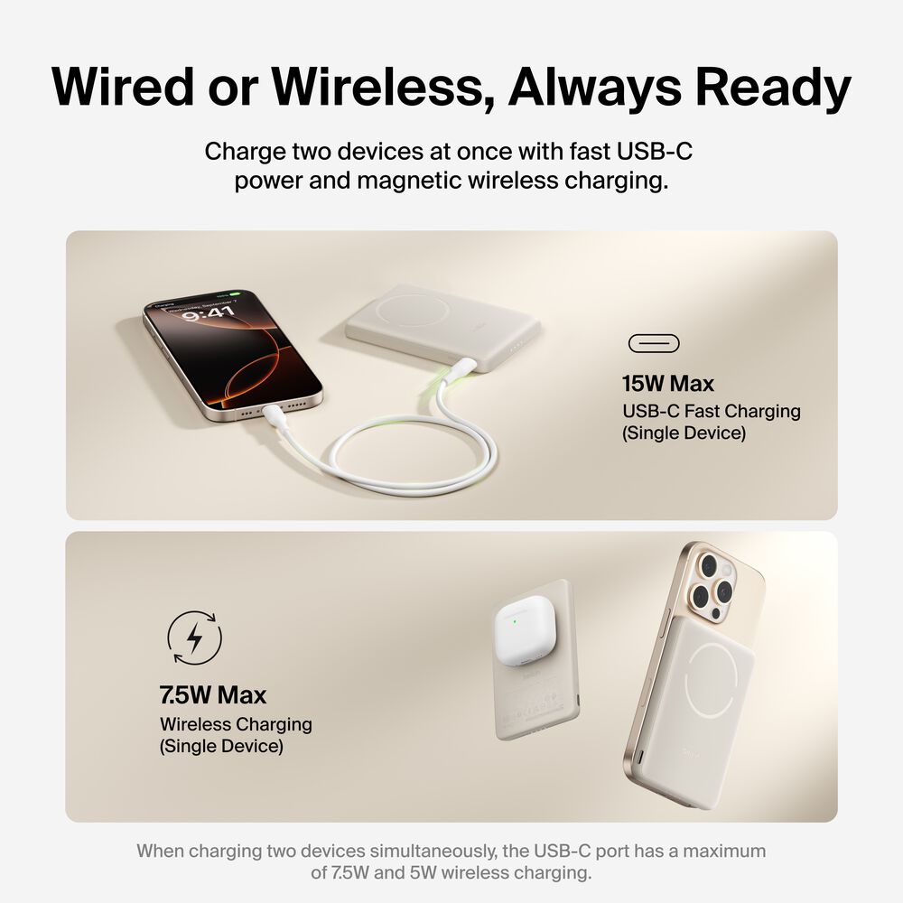 Slim Magnetic Power Bank 5K, Sand, hi-res