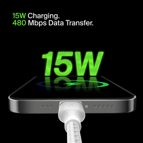 Braided USB-C to USB-A Cable (15cm / 6in, White), White, hi-res