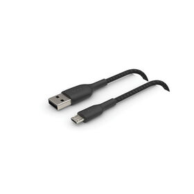 Cable trenzado USB-A a micro-USB, Negro, hi-res