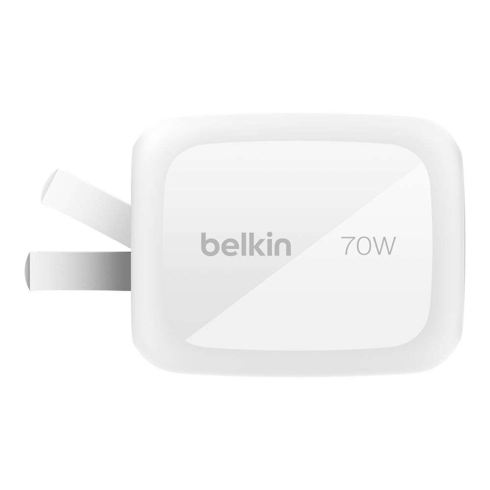 70 瓦 3 端口 GaN 壁式充电器, 白色的, hi-res