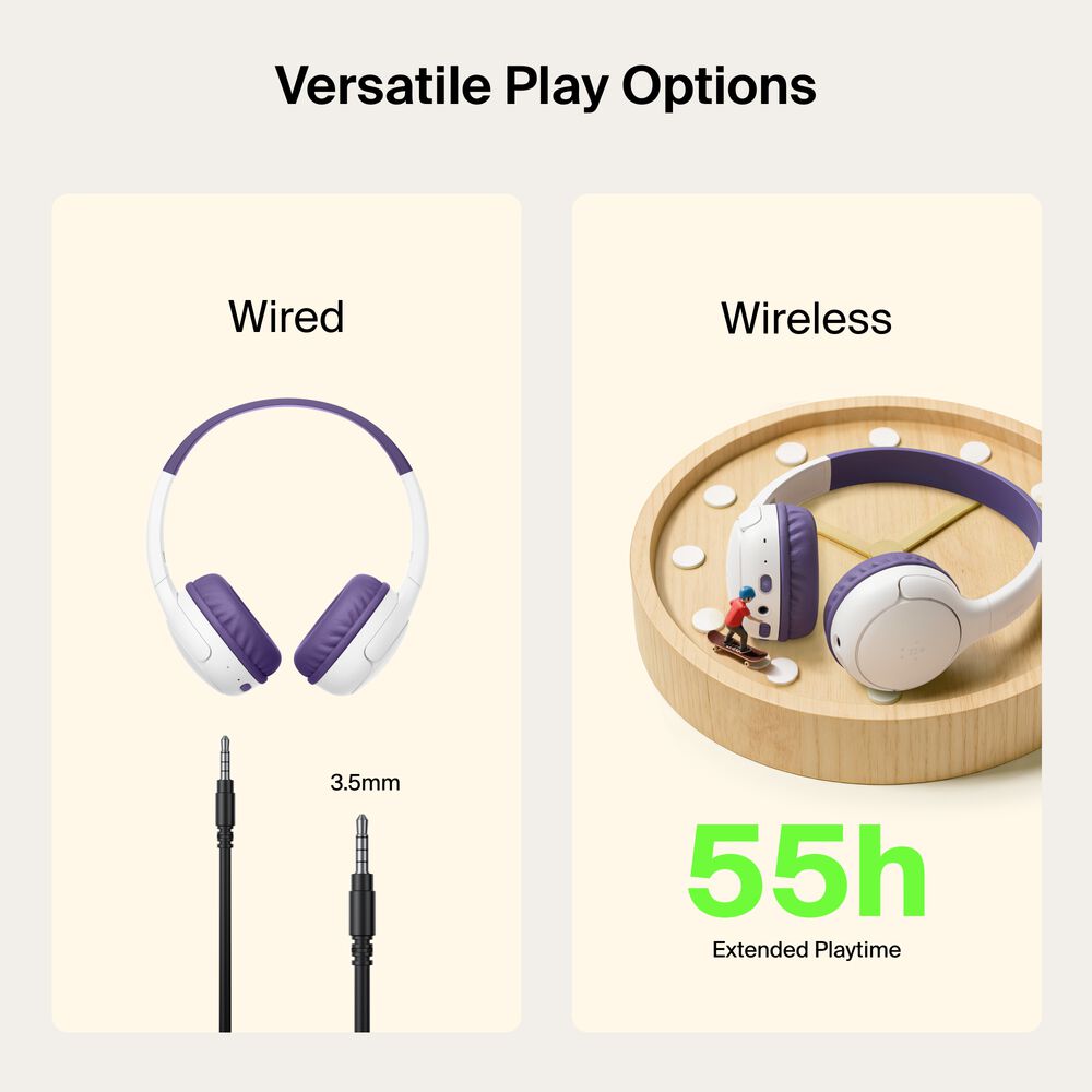 Wireless On-Ear Headphones for Kids , Purple, hi-res