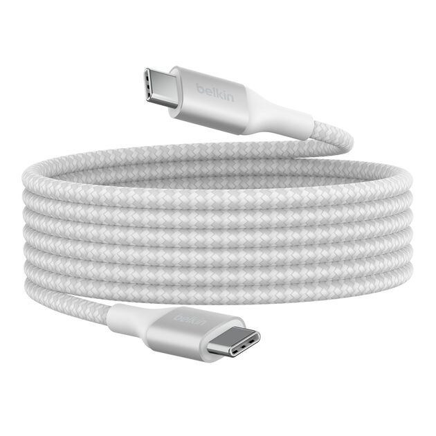 BEL BRAIDED USB-C TO C 240W CABLE 2M WHT — Belkin