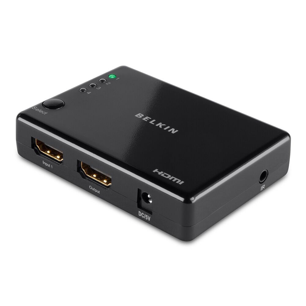 4-Way HDMI Switch with Wireless Remote, Black, hi-res