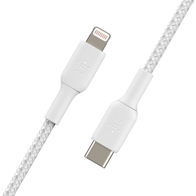 Braided USB-C to Lightning Cable (2m / 6.6ft, White), White, hi-res
