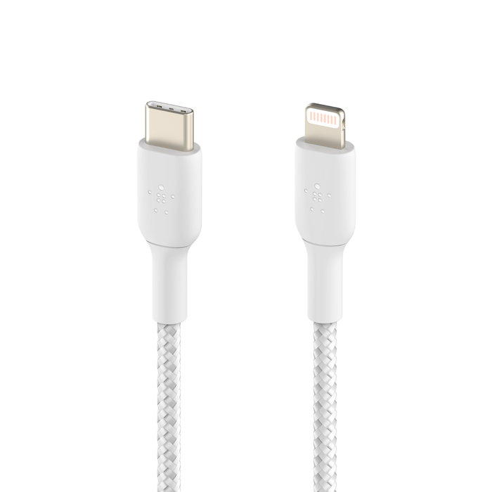BOOST↑CHARGE™ USB-C to Lightning編組ケーブル, 白, hi-res